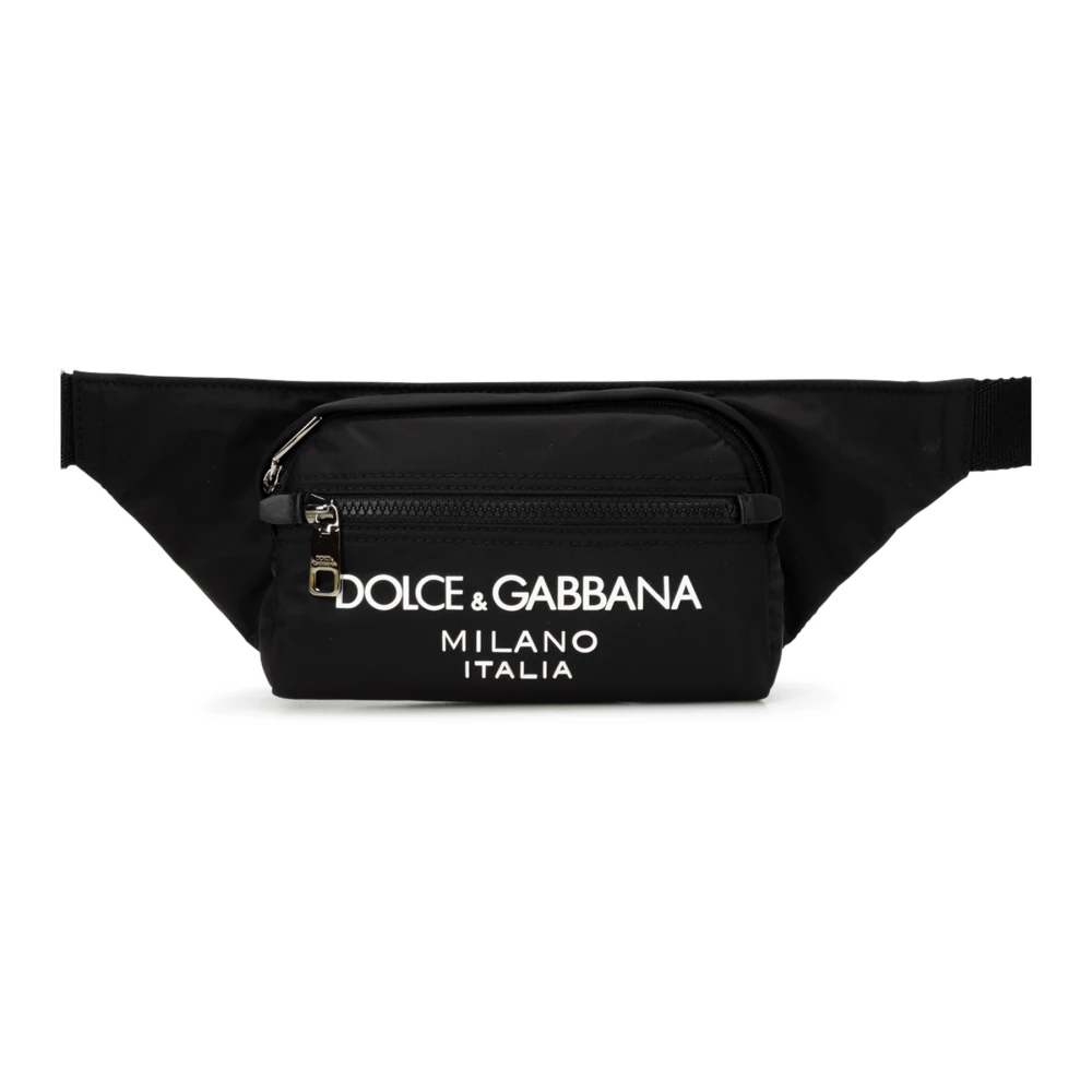 Dolce & Gabbana Zwarte heuptas met logo rits Black Heren