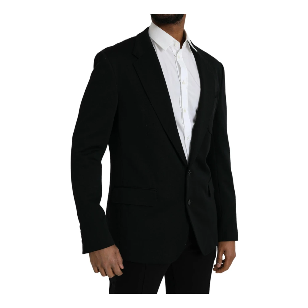 Dolce & Gabbana Zwarte Wol Slim Fit Blazer Black Heren