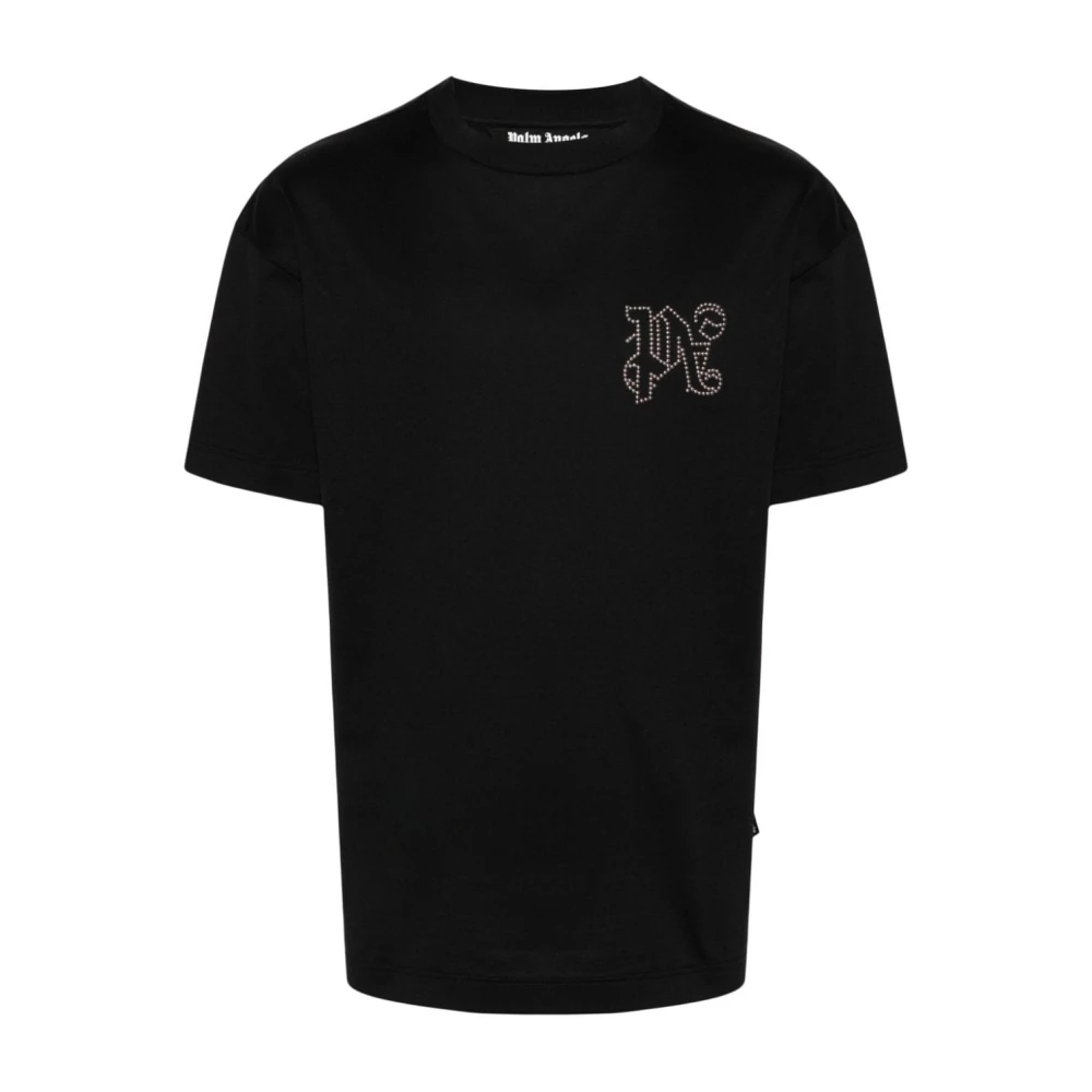 Palm Angels Zwart Logo Crew Neck T-shirt Black Heren