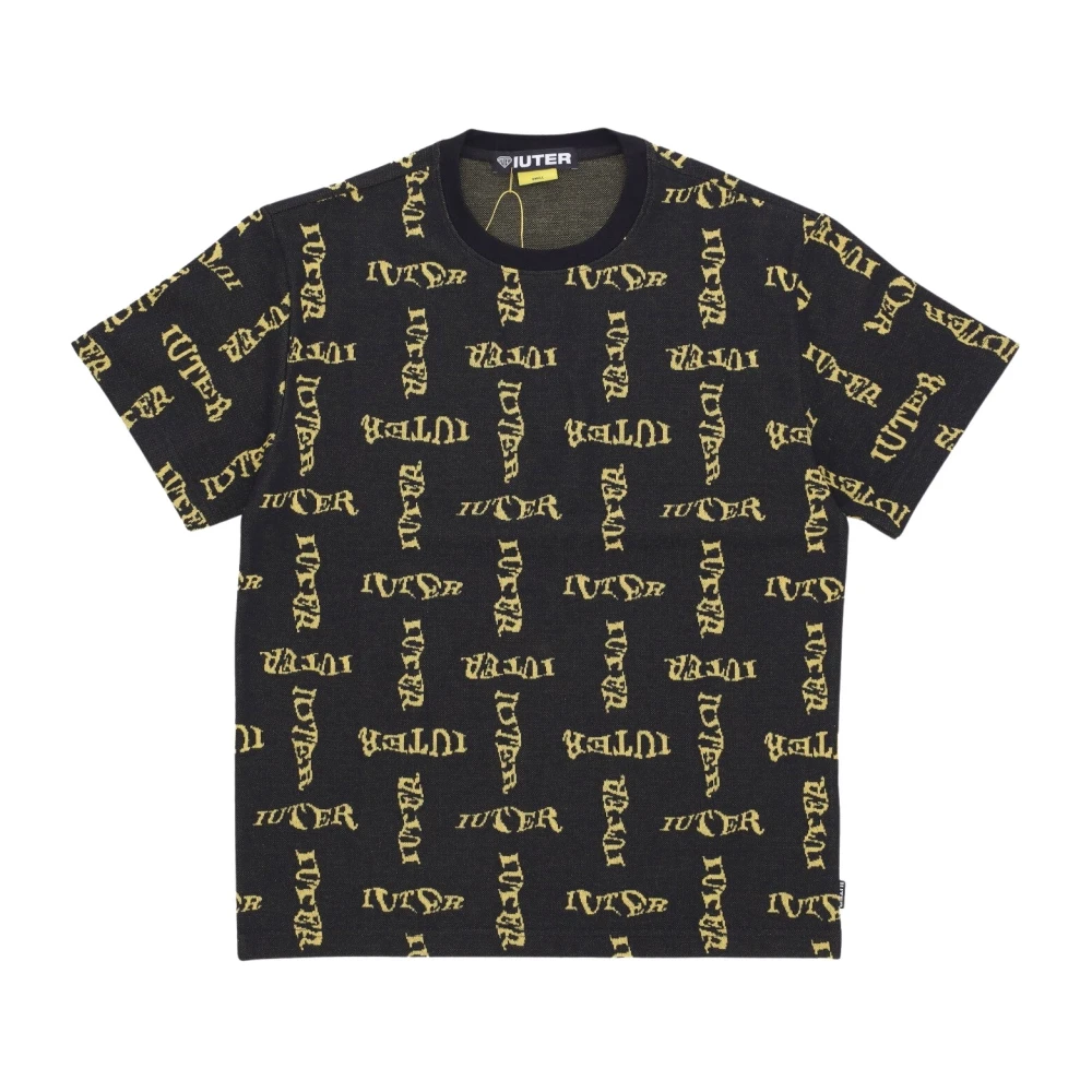 Iuter Men's Black T-Shirts, Xl, Wavy Jacquard Tee