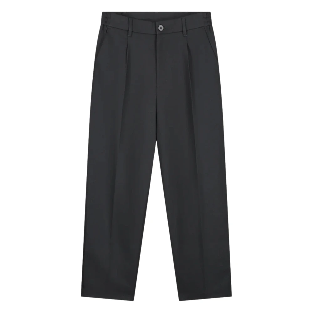 Olaf Hussein Uomo Grigio Regular Wool Blend Pleated Pant