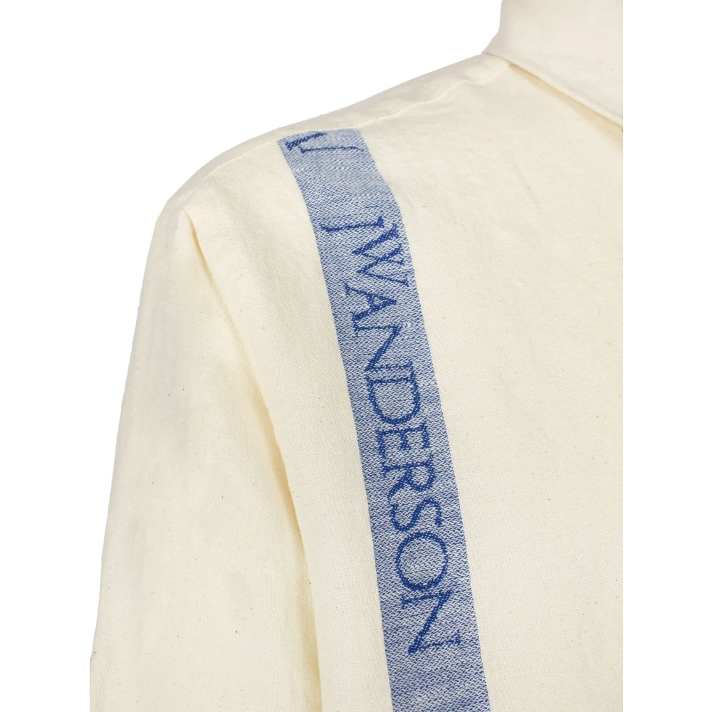 JW Anderson Logo-Tape Drop-Shoulder Shirt Beige Heren