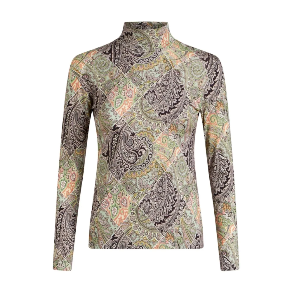 ETRO Elegante Wolmix Beige Top Multicolor Dames