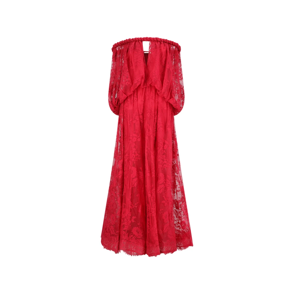 Zimmermann Women's Red Luna Lace Billow Gown