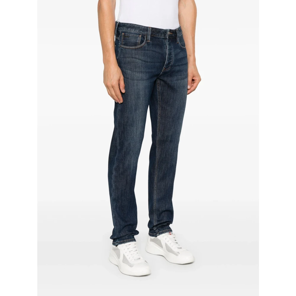 Emporio Armani J75 Jeans Katoen-Polyester Mix 5 Zakken Blue Heren
