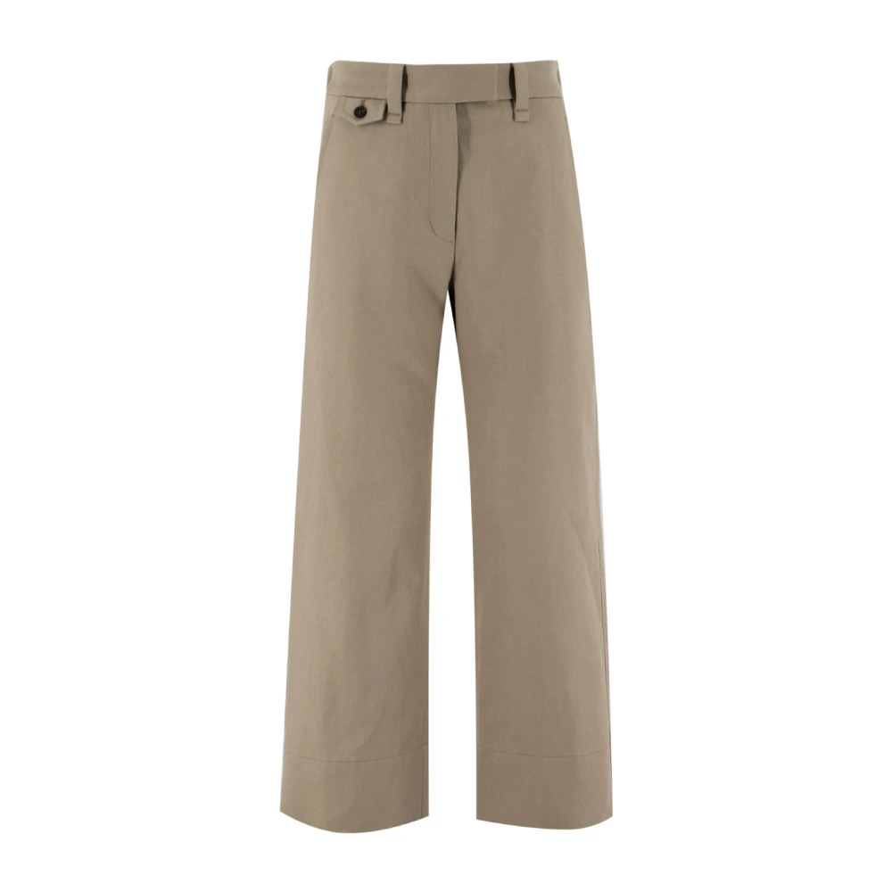 BRUNELLO CUCINELLI Elegante Cropped Broek met Juweelborduurwerk Brown Dames