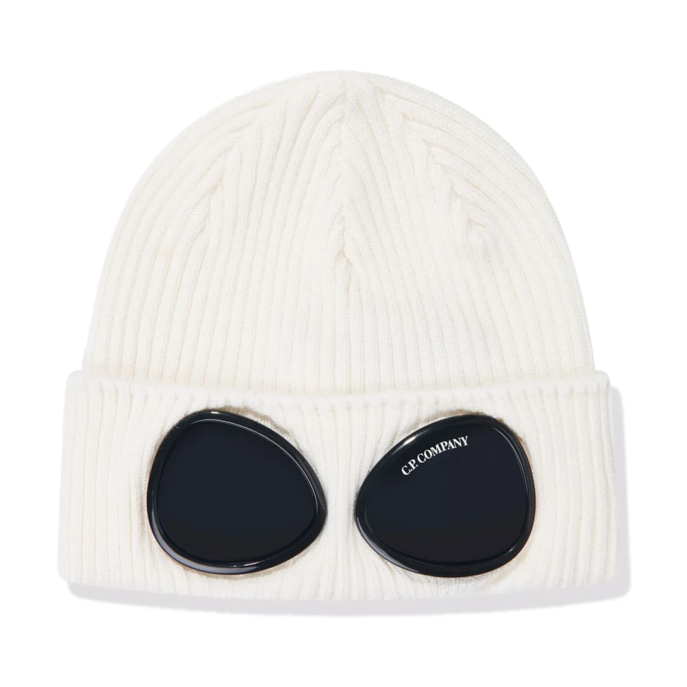 C.P. Company Wollen Gebreide Goggle Muts Wit White Unisex