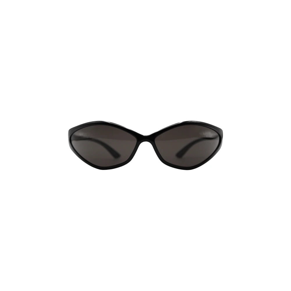 Balenciaga Ovala solglasögon i svart med gråa linser Black, Dam