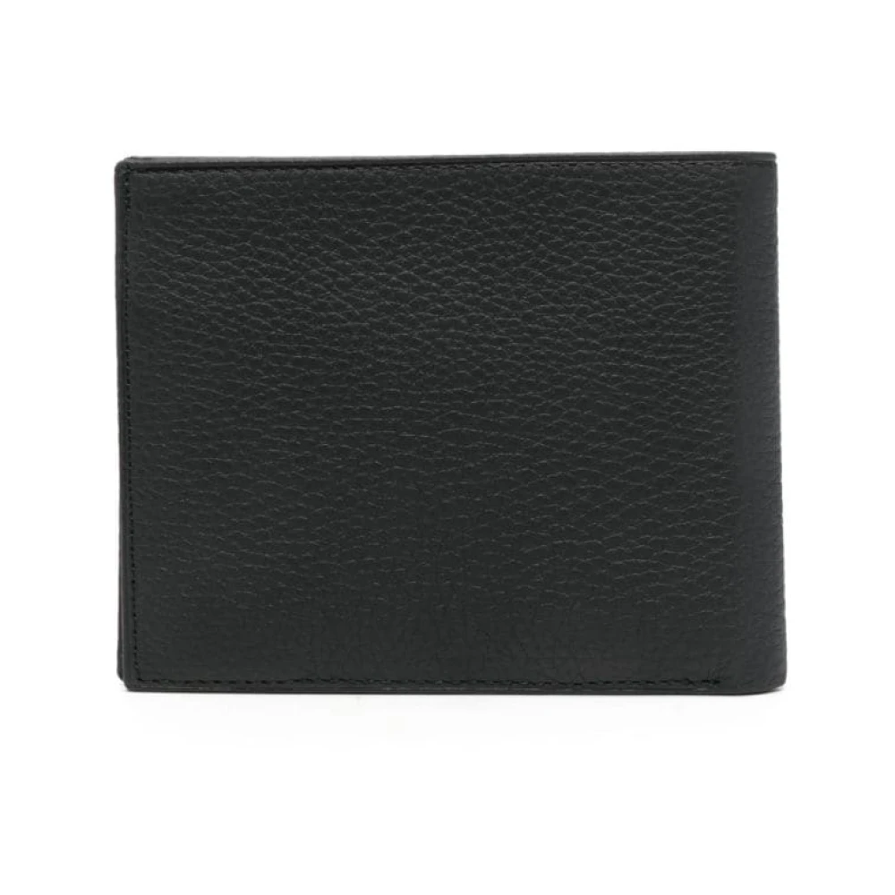 Karl Lagerfeld Zwarte Leren Bi-Fold Portemonnee met Ingedrukt Logo Black Heren