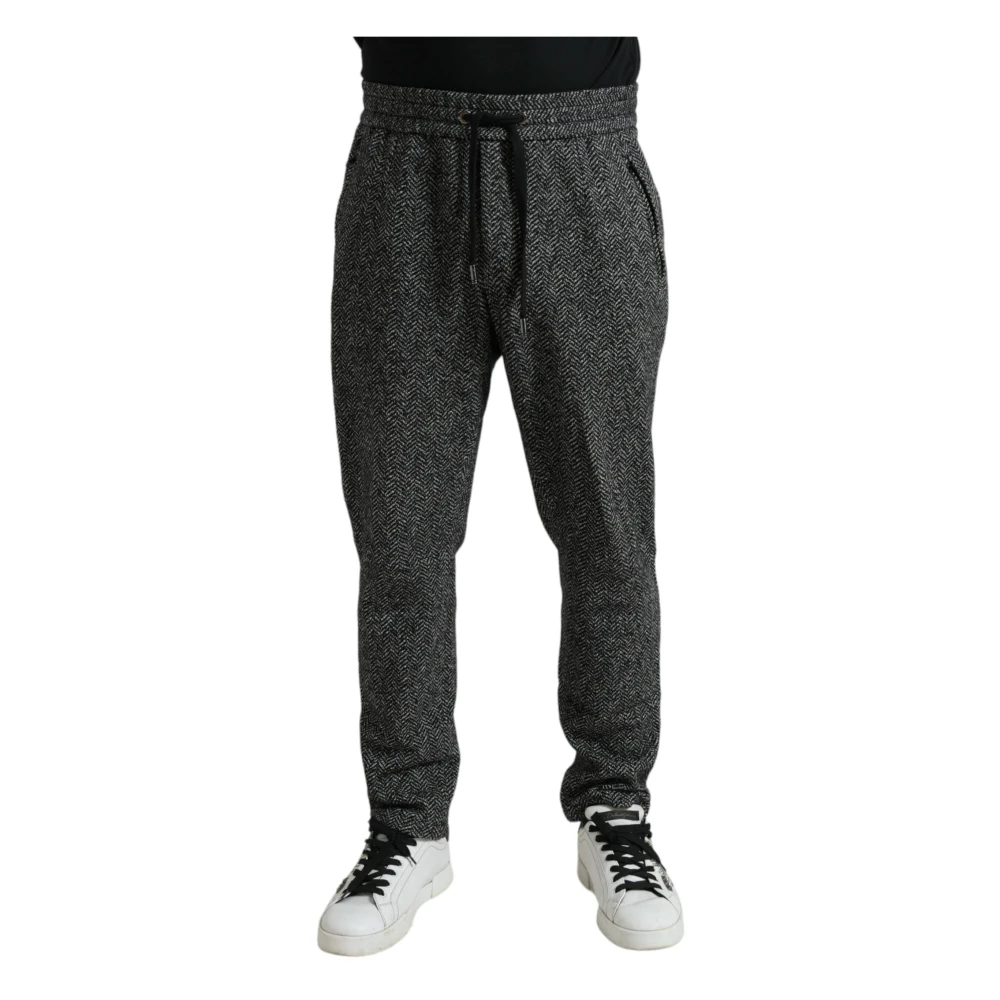 Dolce & Gabbana Elegante donkergrijze joggingbroek van wolmix Gray Heren