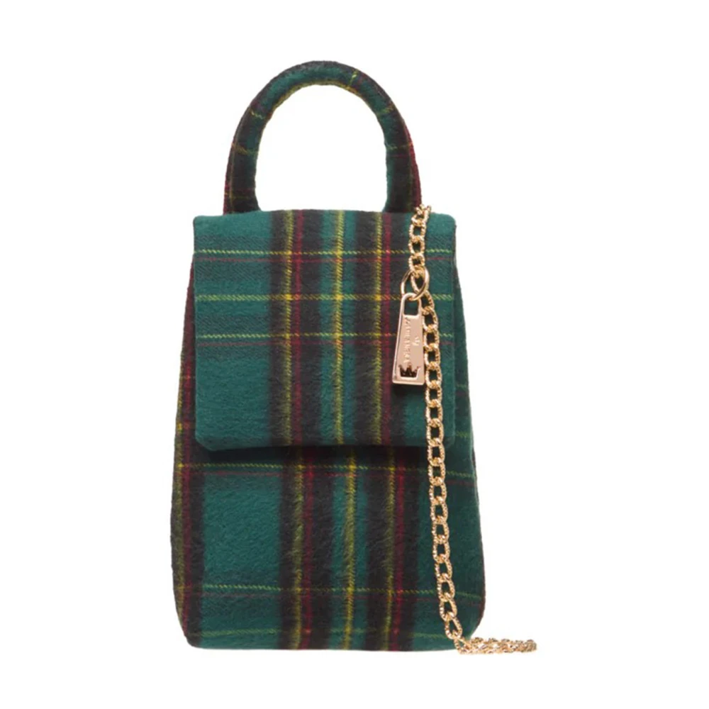 La Milanesa Groene Wollen Tartan Schoudertas Green Dames