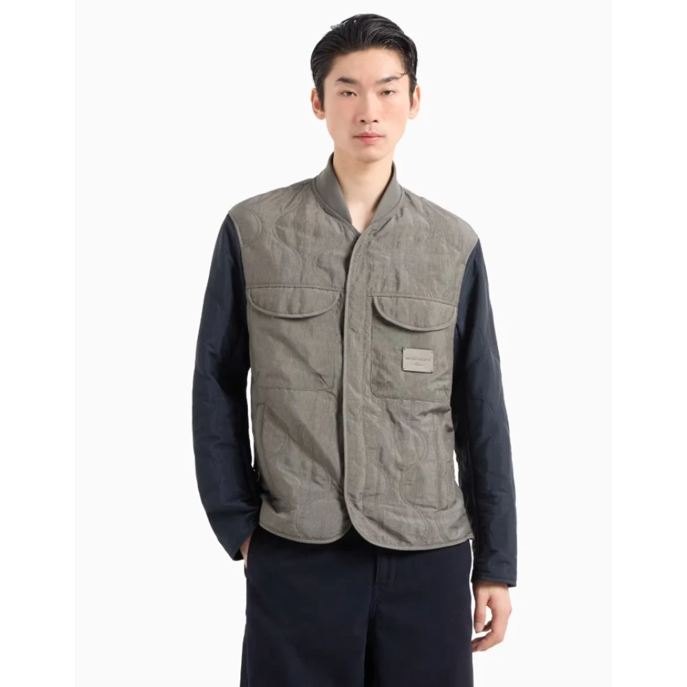 Emporio Armani Gewatteerde Bomberjack Grijs Gray Heren