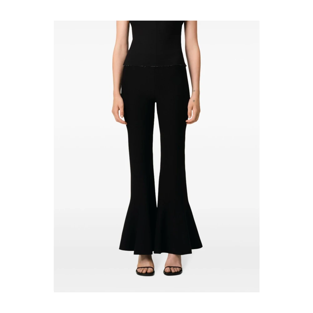 Ami Paris Zwarte Fluwelen Broek Lange Lengte Black Dames