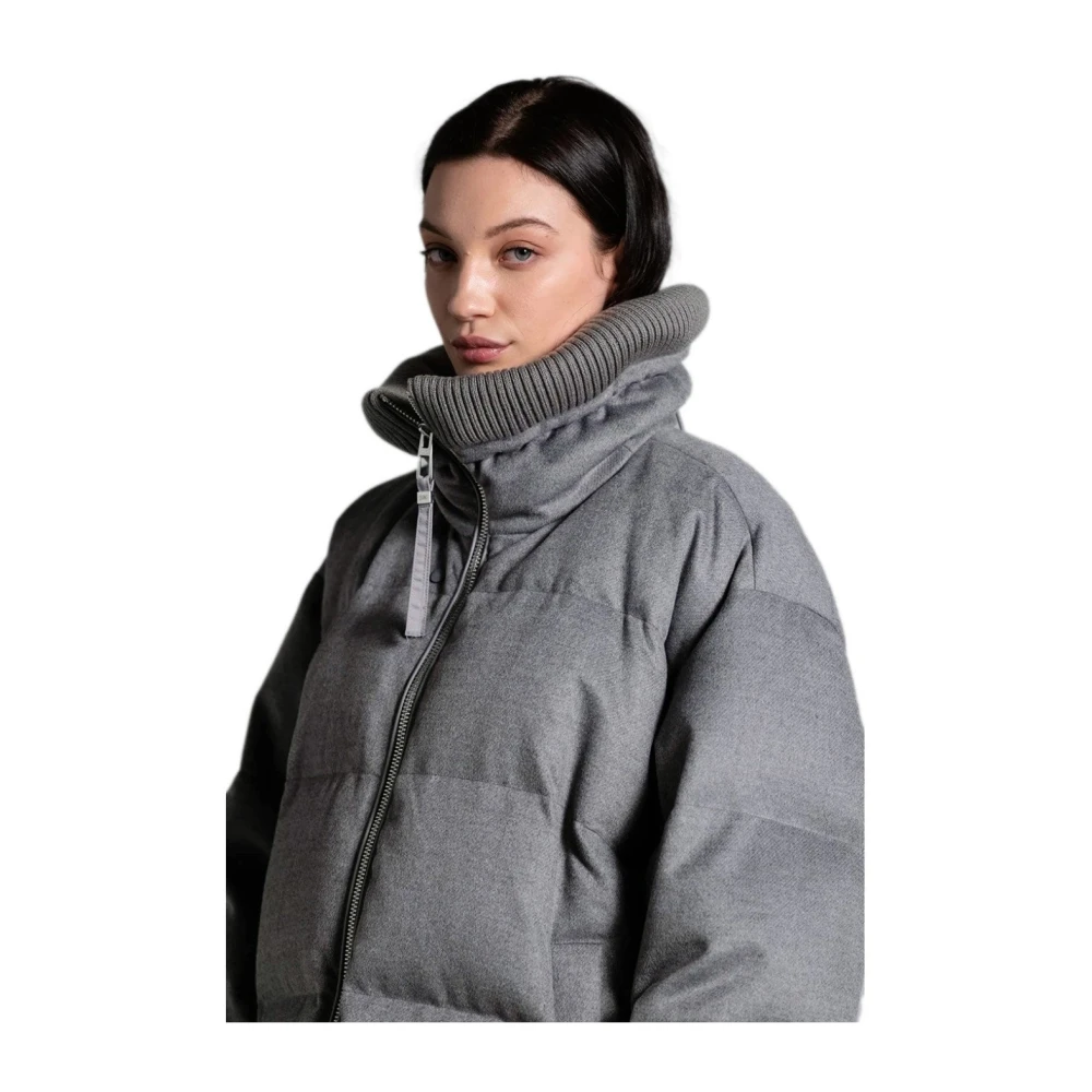Duno Grijze Wol Satijnen Donsjas Gray Dames