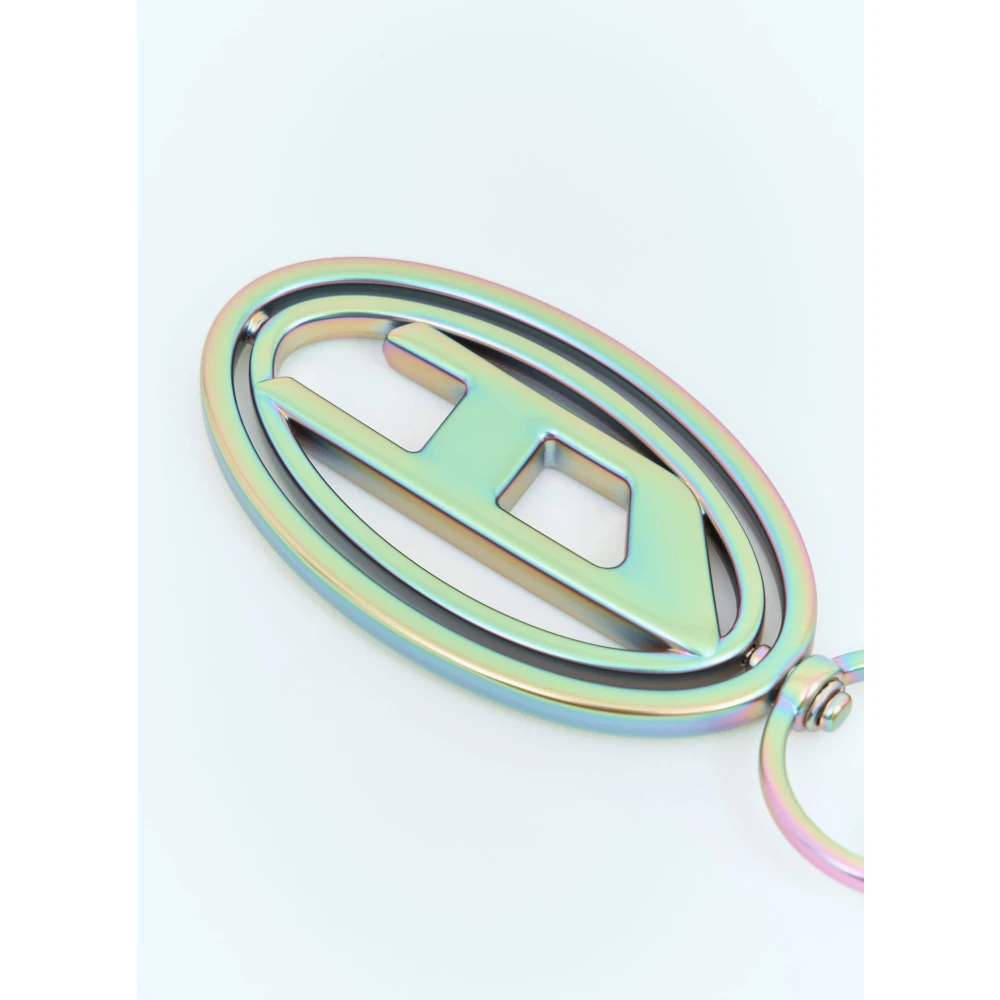 Diesel Iridescent Zink Sleutelhanger met Beweegbaar Logo Green Unisex