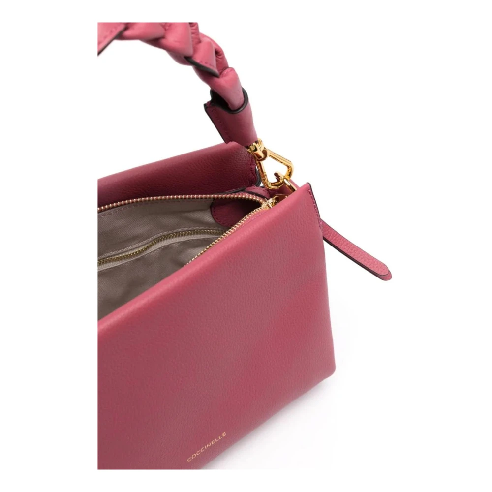 Coccinelle Leren Handtas Dubbele Handvat Schouderband Pink Dames