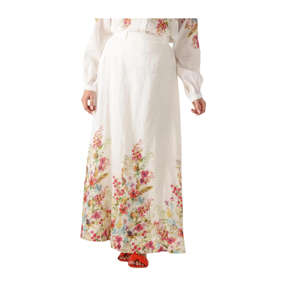 Dea Kudibal Elegante Larissa Midi Rok in Wit Multicolor Dames