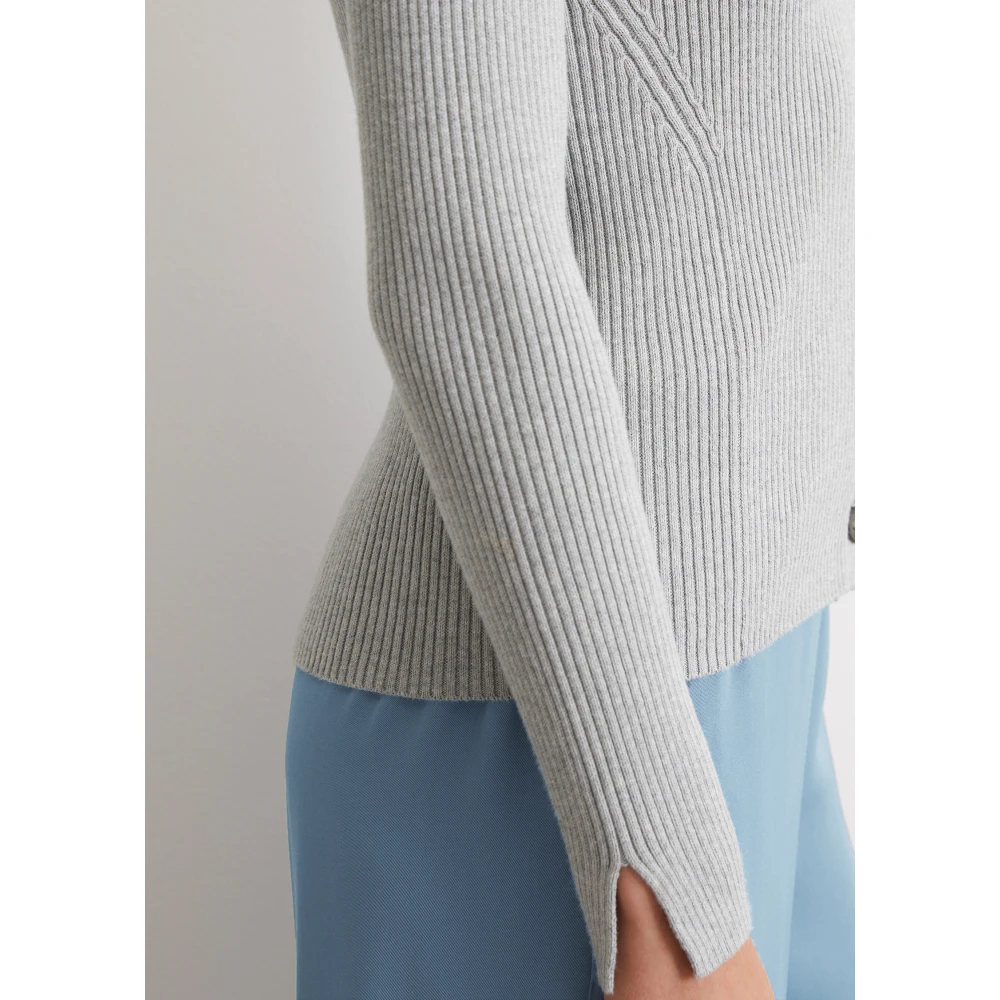 Marc O'Polo Ribgebreide V-hals cardigan slim Blue Dames