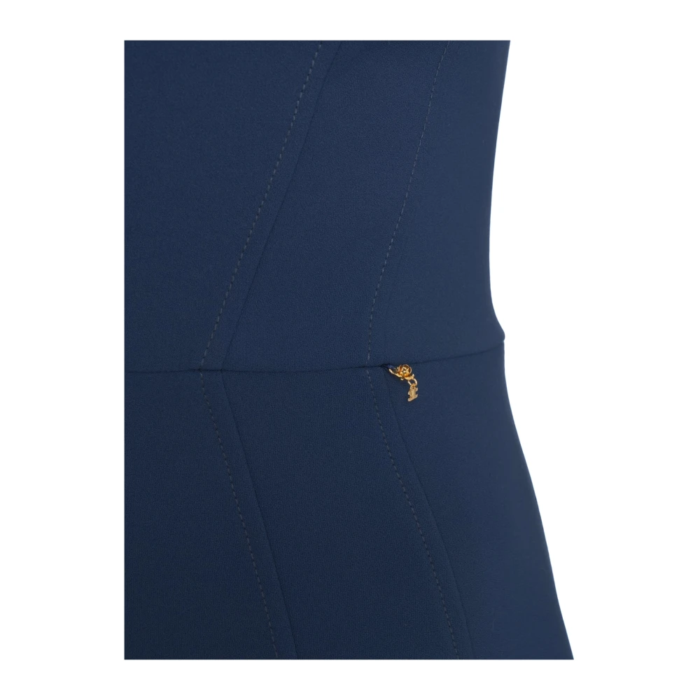 Elisabetta Franchi Blauwe Mini Jurk met Metalen Details Blue Dames