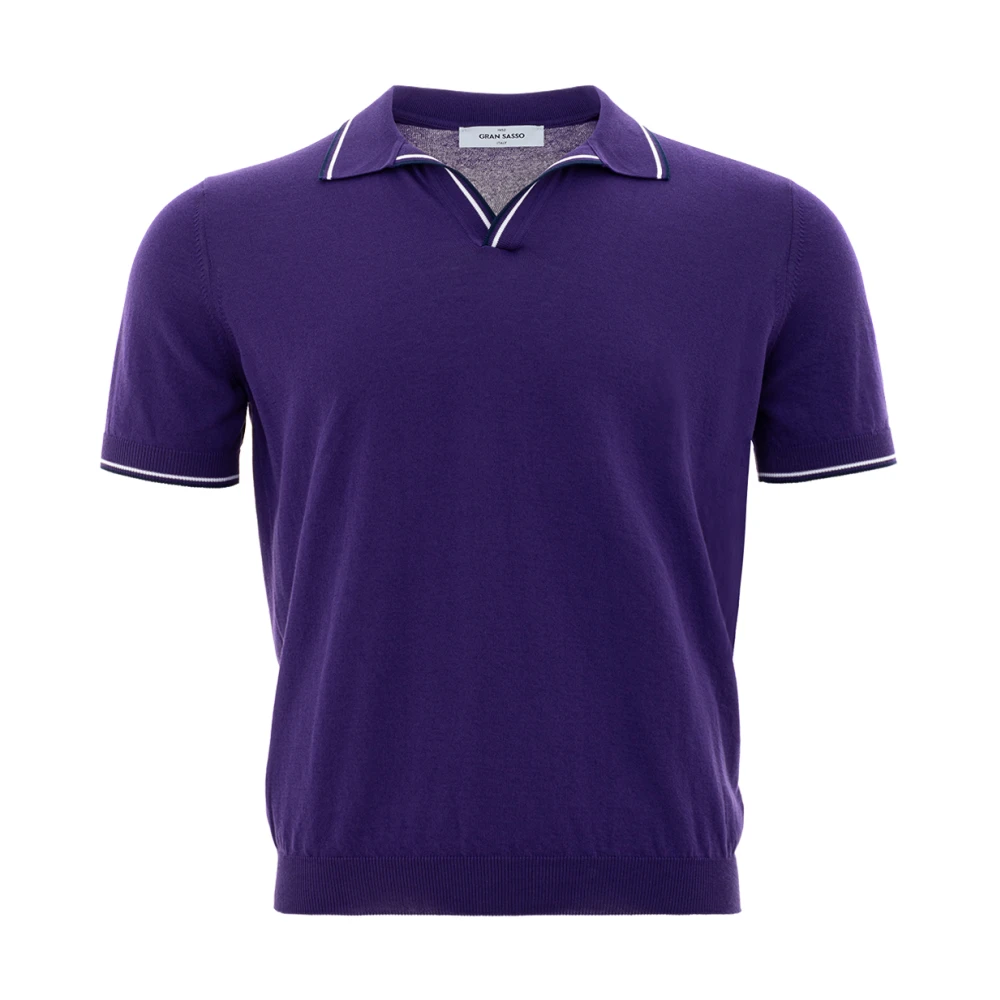 Gran Sasso Paarse Katoenen Polo Skipper Shirt Purple Heren