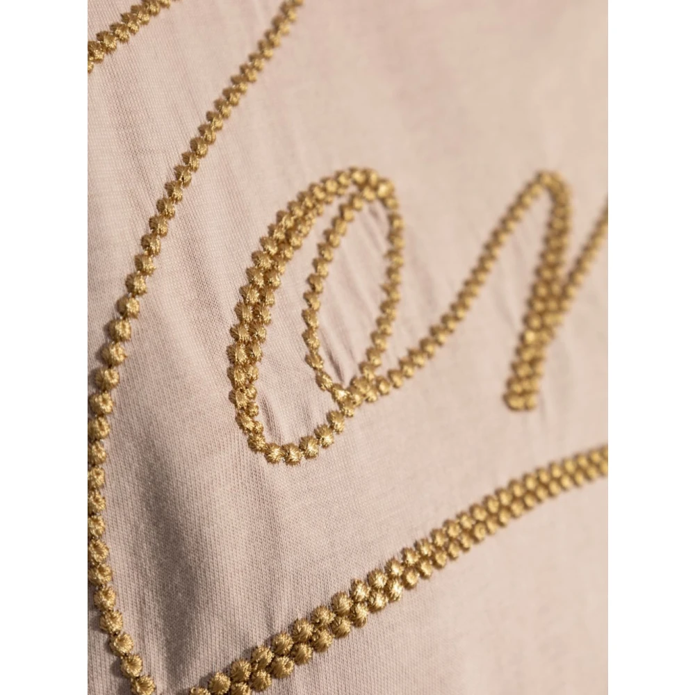 Moncler T-shirt met geborduurd logo Pink Dames