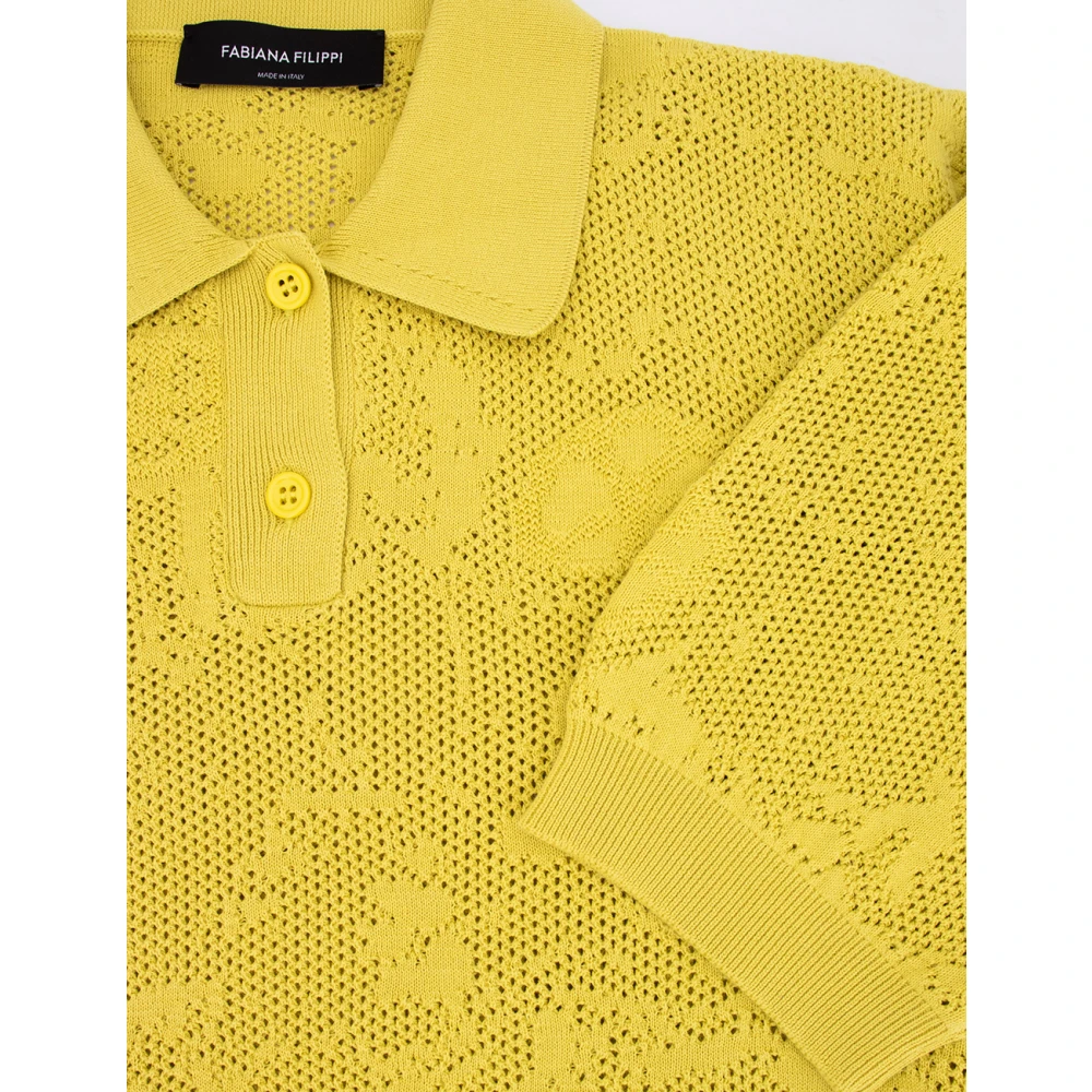 Fabiana Filippi Jacquard Polo Shirt in Fijn Katoen Green Dames