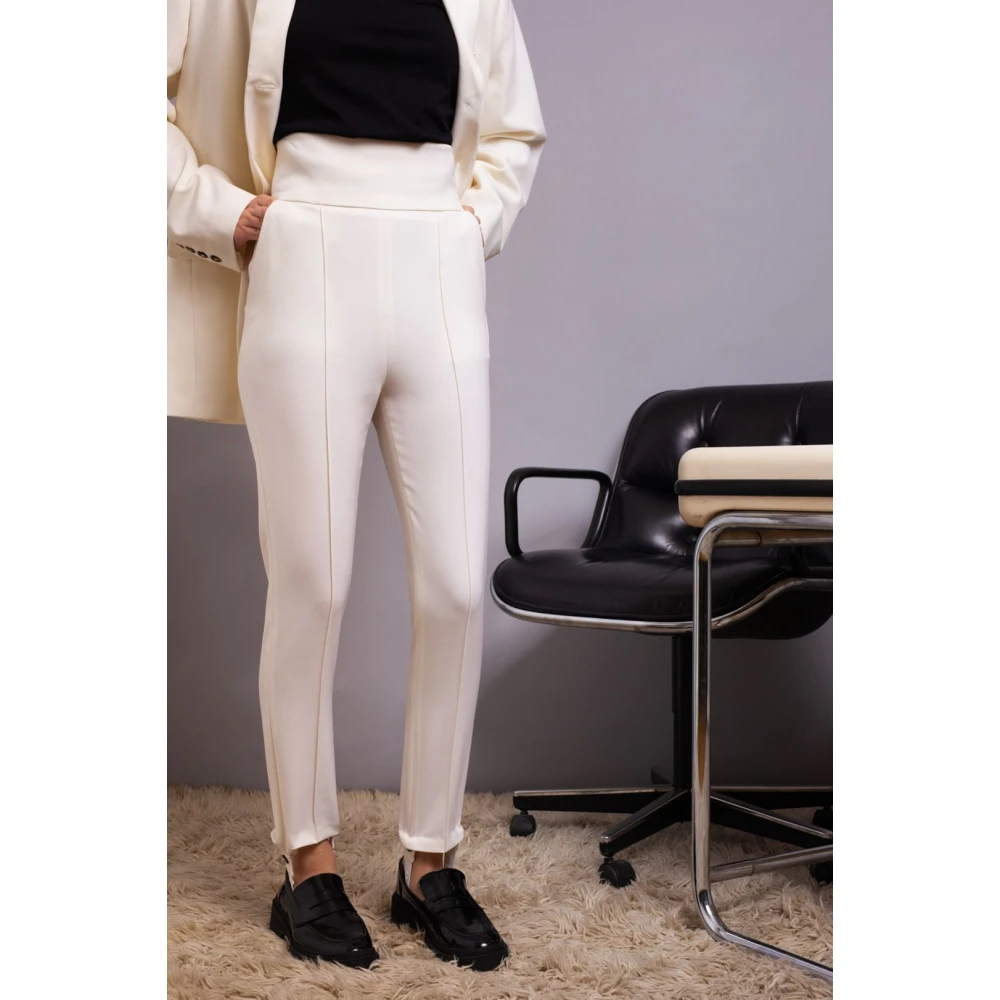 Loulou Studio Hoge Tapered Wollen Broek Beige Dames