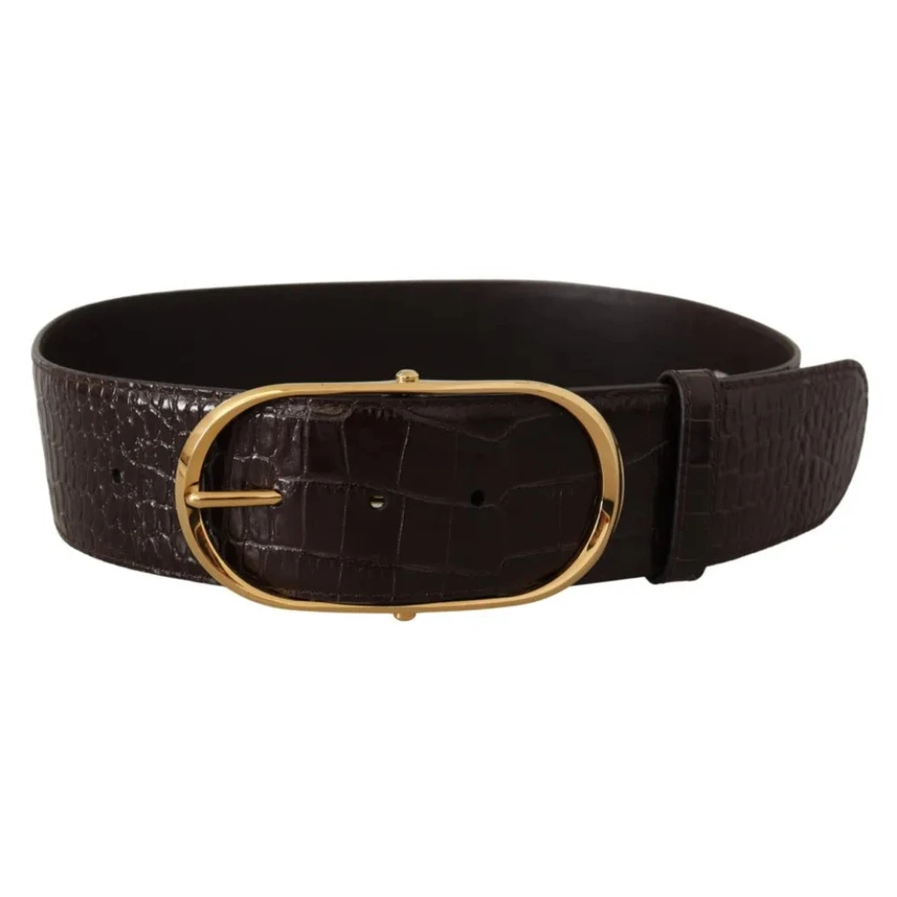 Dolce & Gabbana Bruin Krokodillenleer Gouden Riem Brown Heren