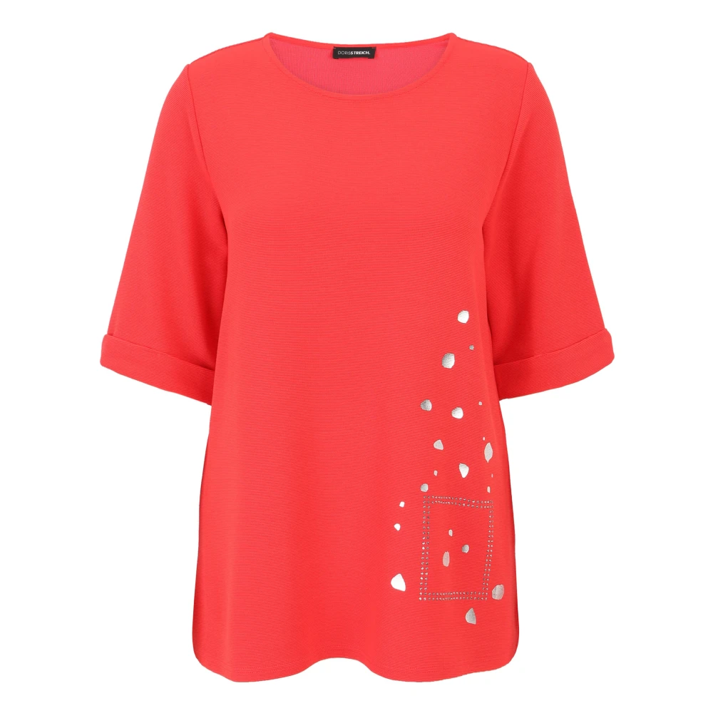 Doris S Lichtgewicht Sweatshirt-Stijl Shirt met Ottomaanse Stof Orange Dames