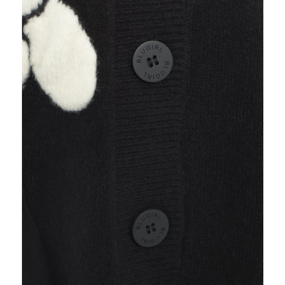 Blugirl Zwarte Bloemen Jacquard Vest Gebreide Kleding Black Dames