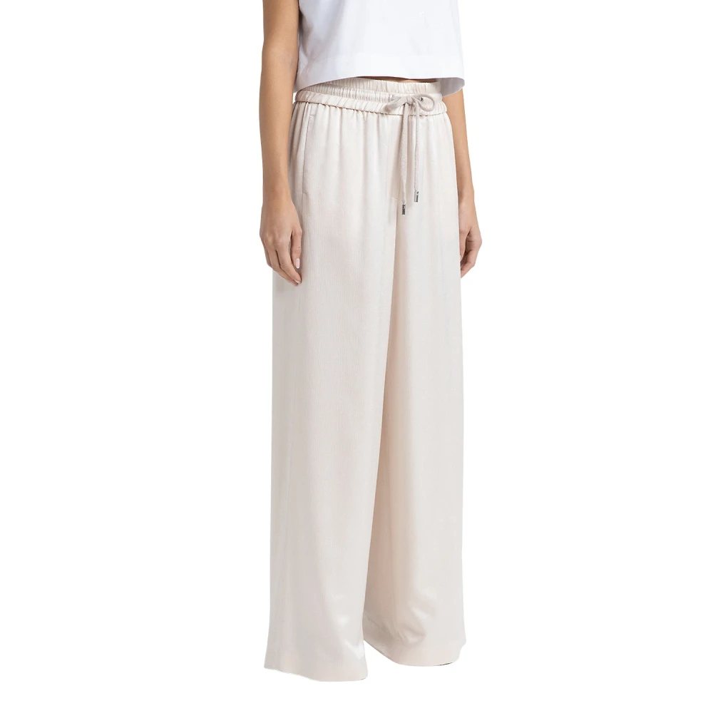 PESERICO Halfglanzende wollen en viscose wijde broek Beige Dames
