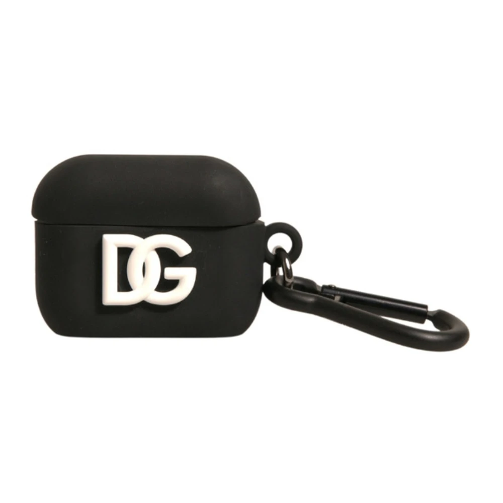 Dolce & Gabbana Unisex Black Phone Accessories, One Size, Embossed Airpods Case
