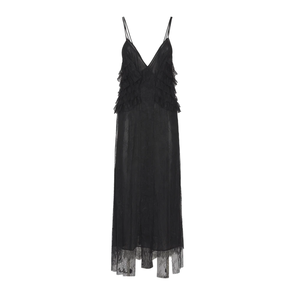 Blumarine Elegante Kant Maxi Jurk Zwart Black Dames