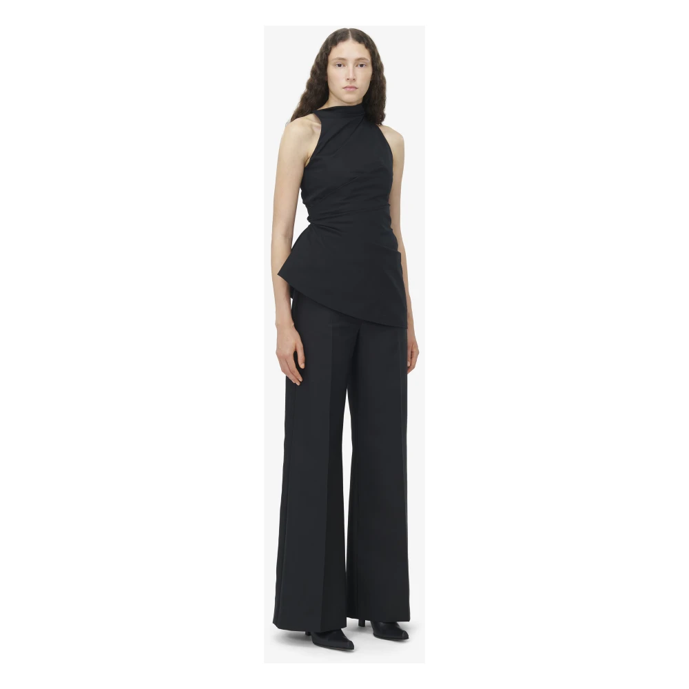alexander mcqueen Zwarte Gerimpelde Mouwloze Top Italië Black Dames