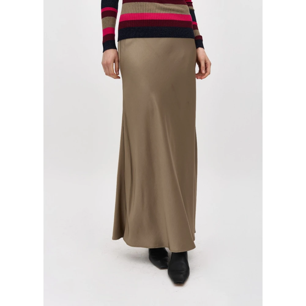 MbyM Champagne Satijnen Maxi Rok Maila Beige Dames