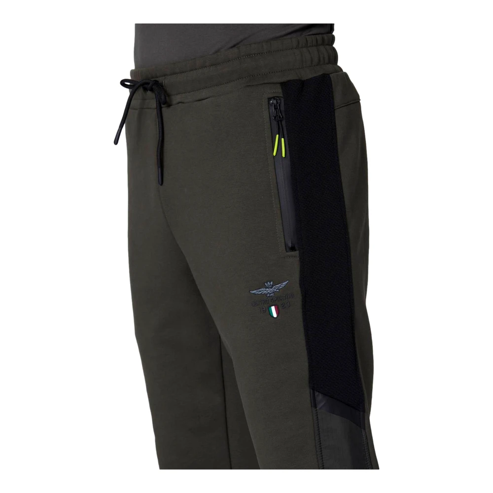 aeronautica militare Militaire Stijl Sweatpants Groen met Mesh en Ripstop Green Heren