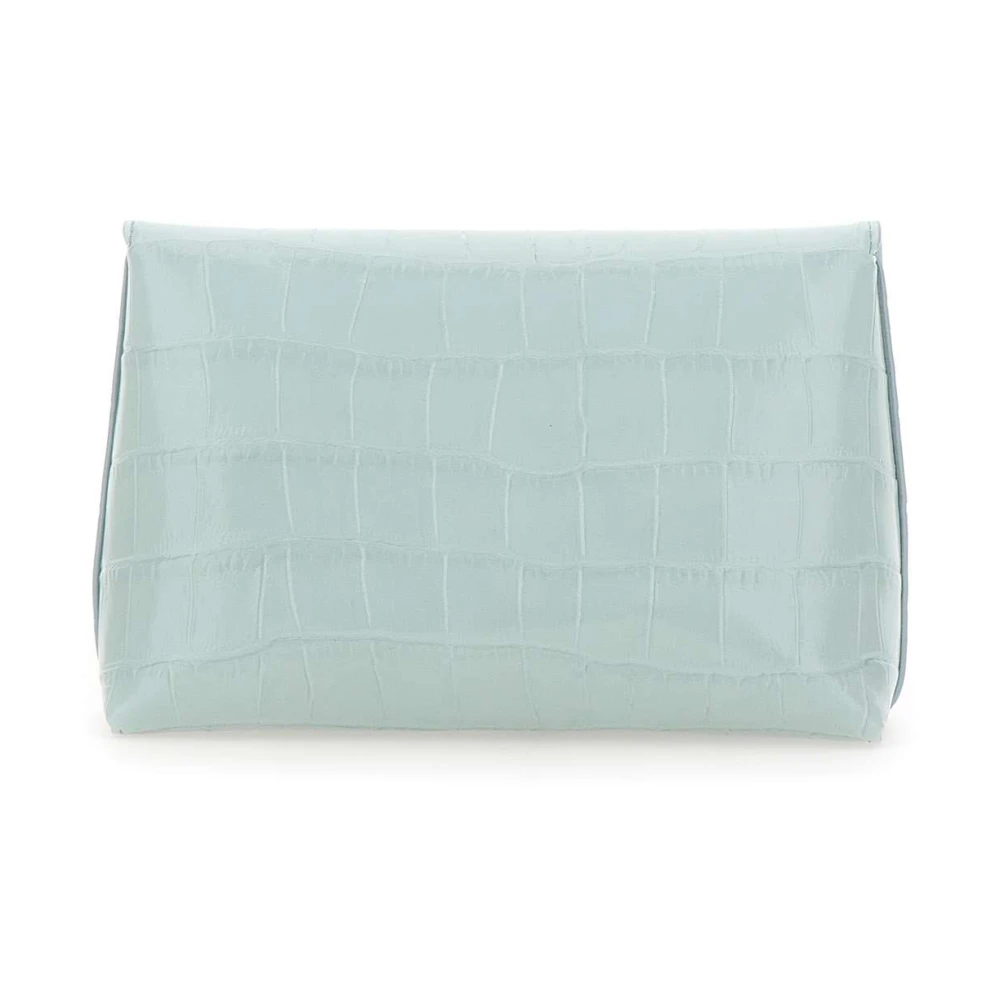Mulberry Blauwe Krokodillenprint Leren Clutch Tas Blue Dames