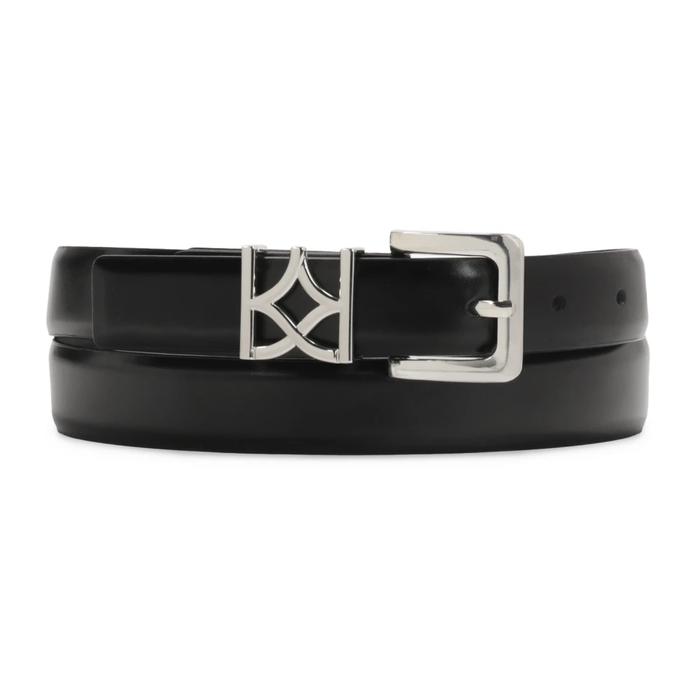 Kazar Smalle leren riem met logogesp Black Dames