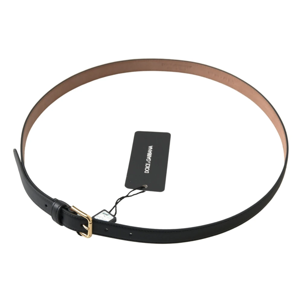 Dolce & Gabbana Italiaanse leren riem met metalen gesp Black Heren