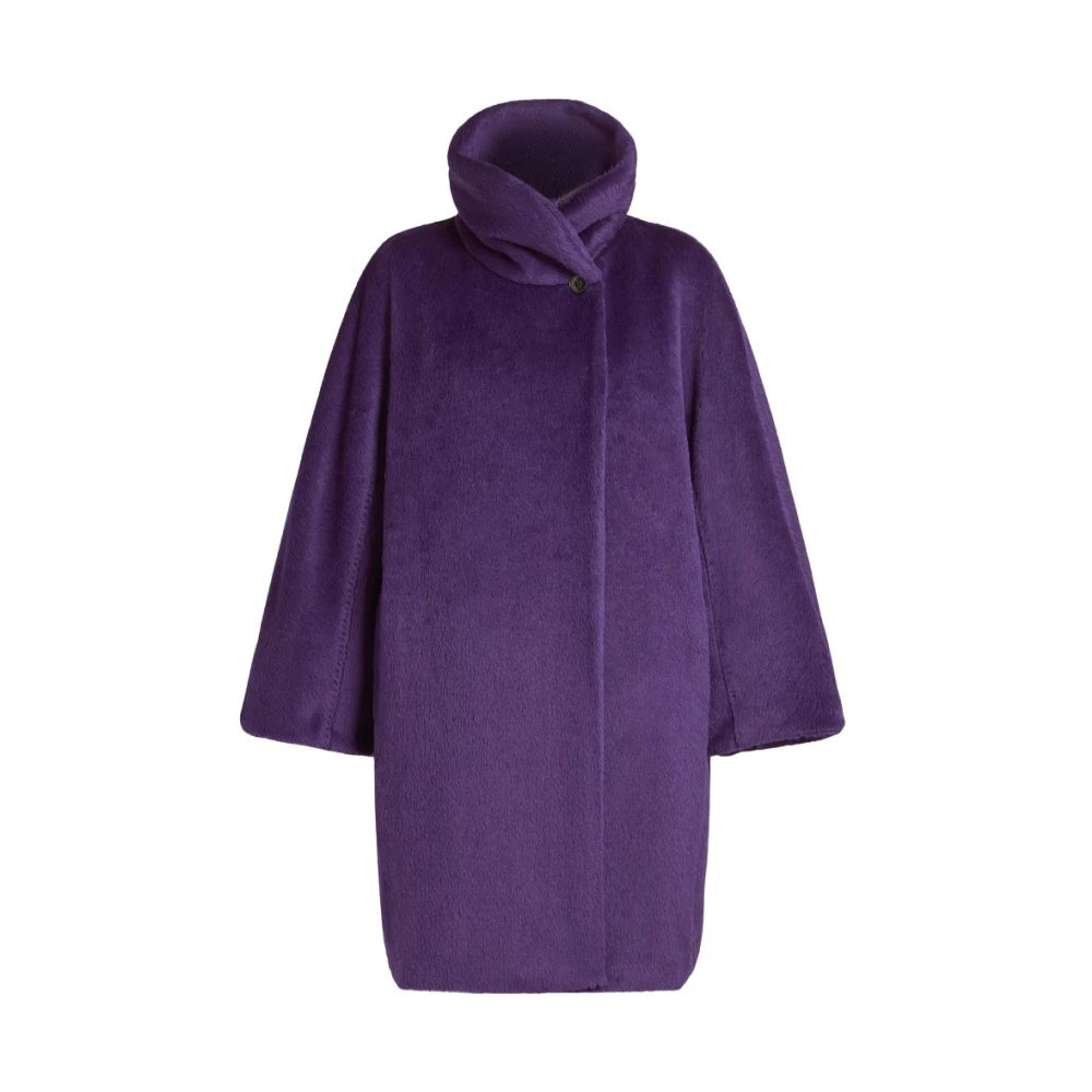 Marina Rinaldi Luxe Alpaca Wol Blend Hooded Jas Purple Dames