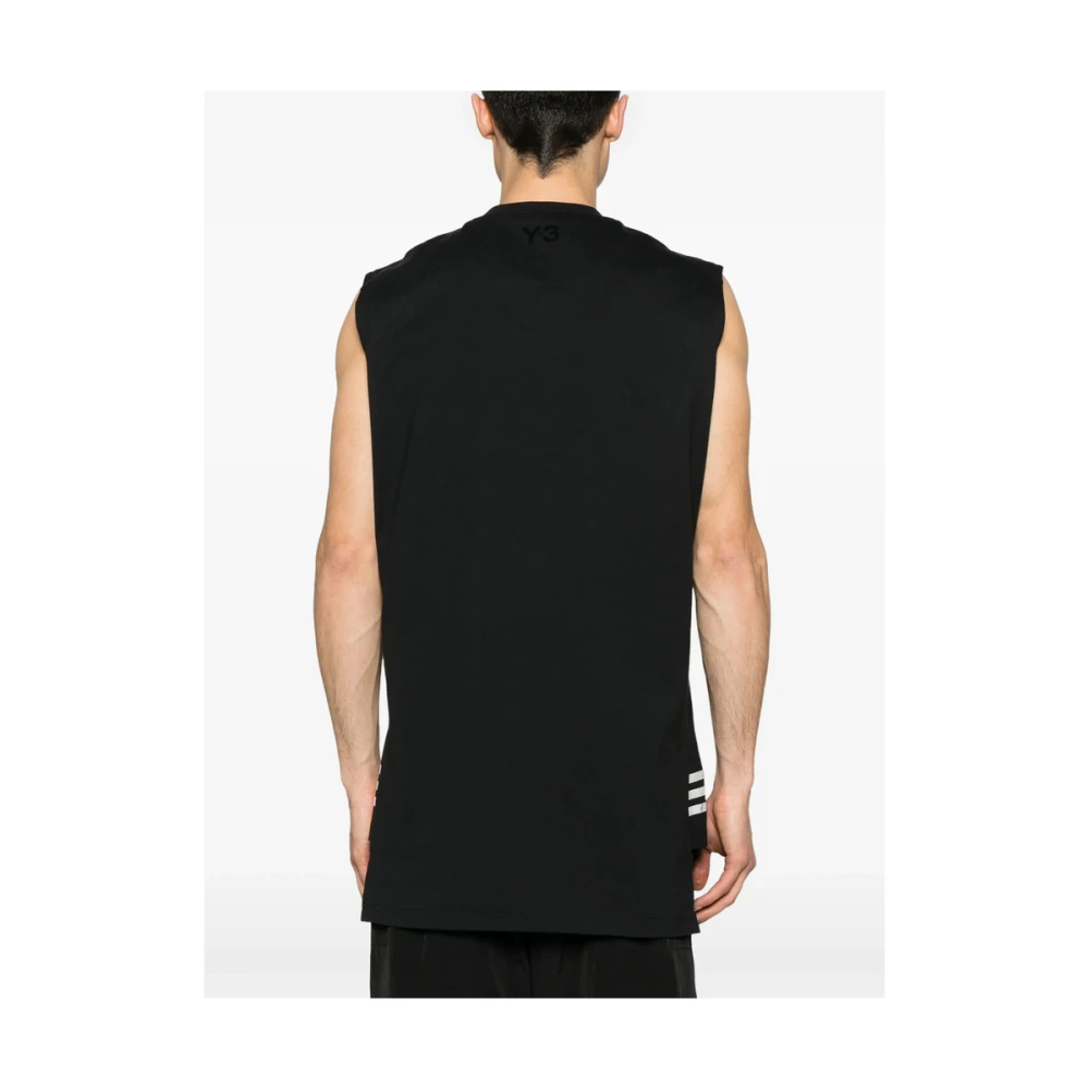 Y-3 Zwarte Mouwloze Crew Neck T-shirt Black Heren