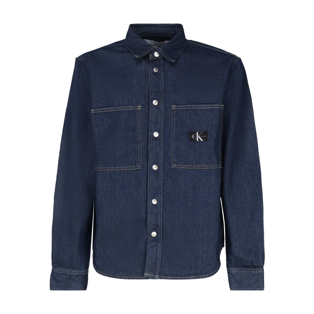 Calvin Klein Men's Blue Denim Shirts,, Cotton Shirts With Metal Snap Buttons Medium