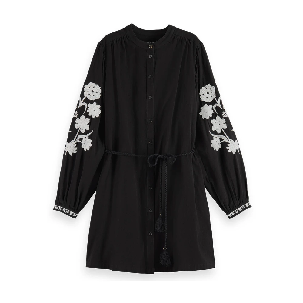 SCOTCH & SODA Dames Jurken Mini Dress With Sleeve Embroidery Zwart