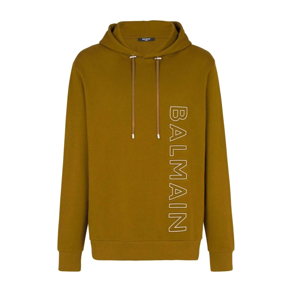 Balmain Green Embossed Hoodie - Male - Hoodies - M - Sweatshirts & Hoodies