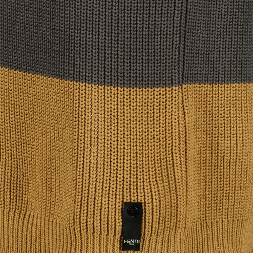 Fendi Geel en bruin mouwloos poloshirt Brown Heren