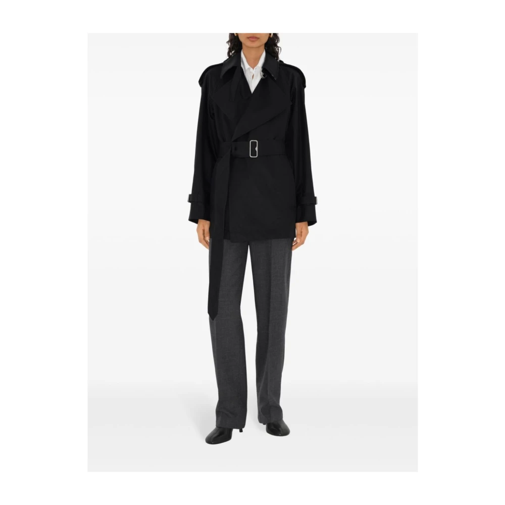 Burberry Zwarte Katoenen Trenchcoat Black Dames