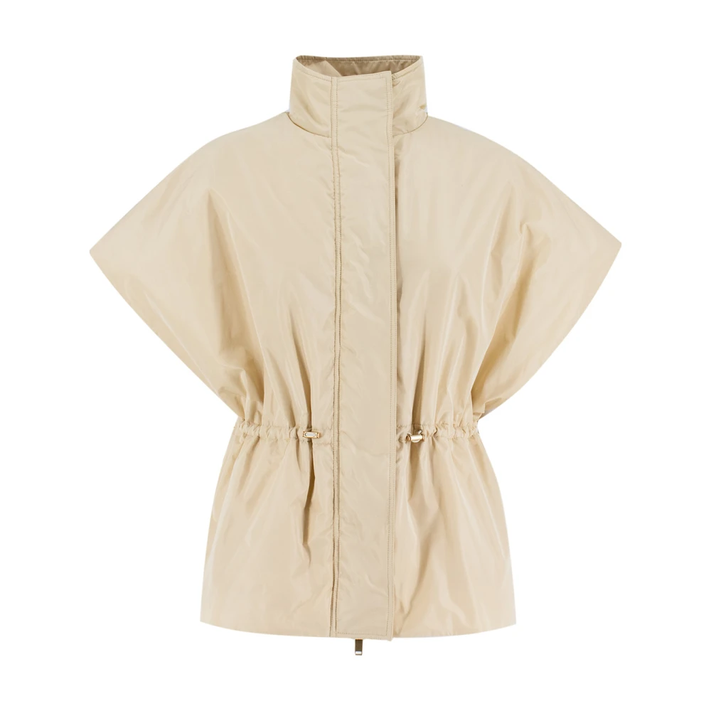 Fabiana Filippi Oversized Cape Jacket met Taille Gathering Beige Dames