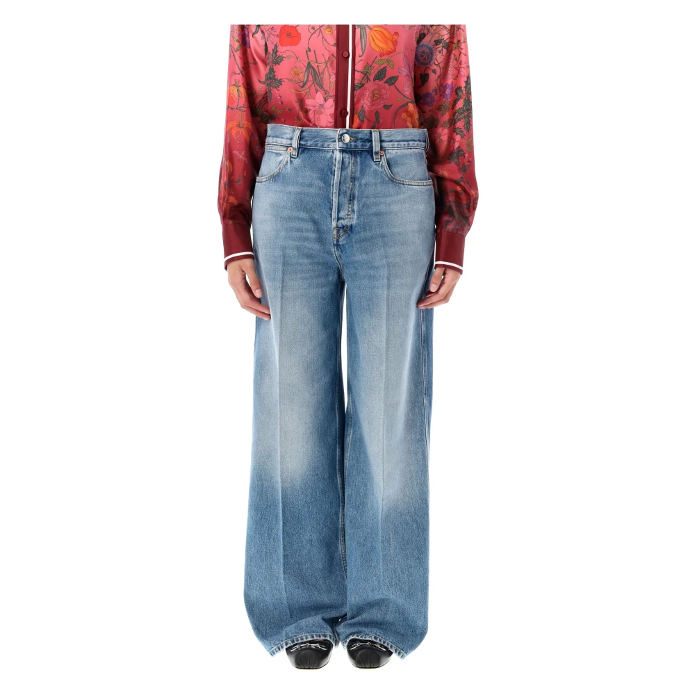 Gucci Blue Wide Jeans, Female, W26, Denim Palazzo