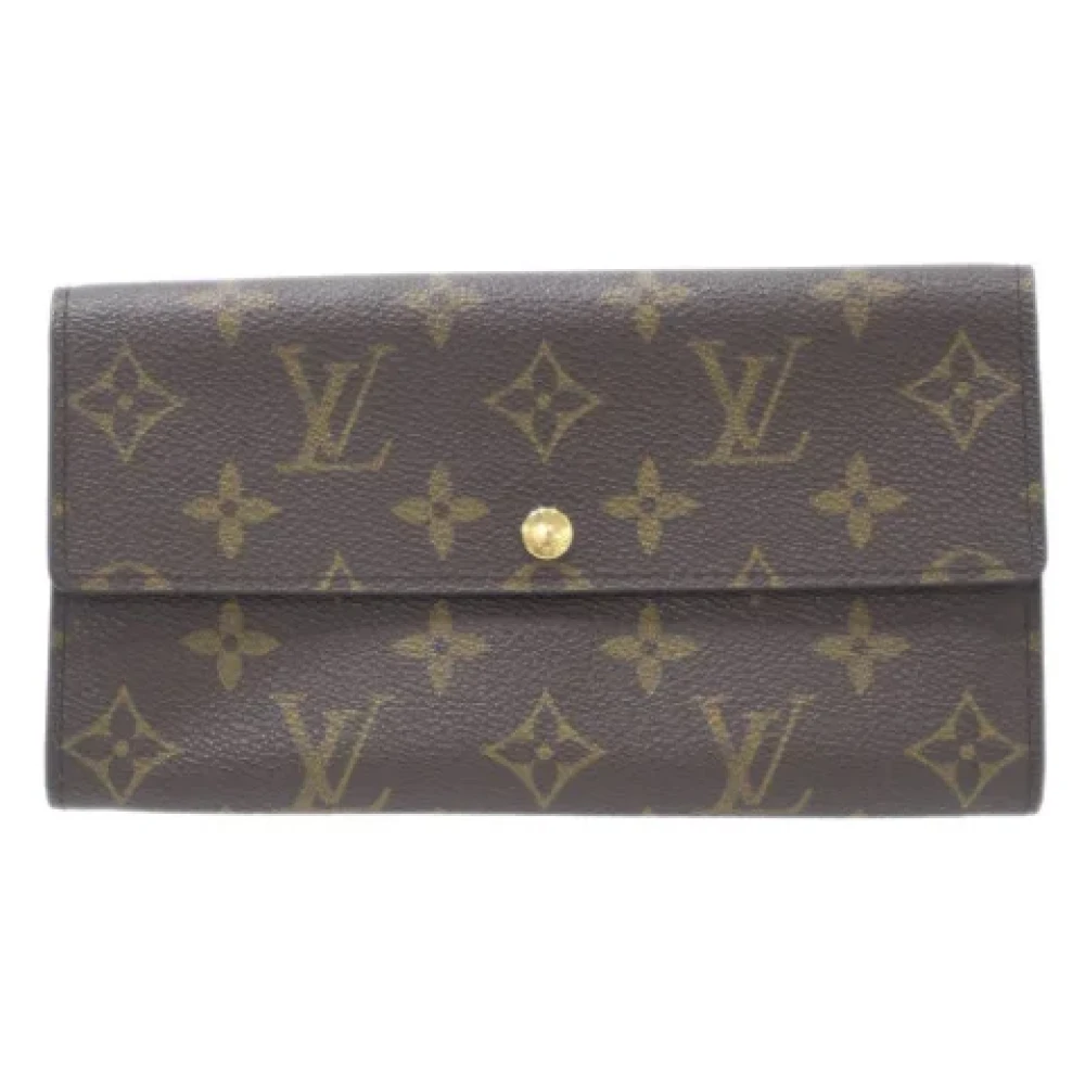 Pre-owned Brunt lerret Louis Vuitton lommebok