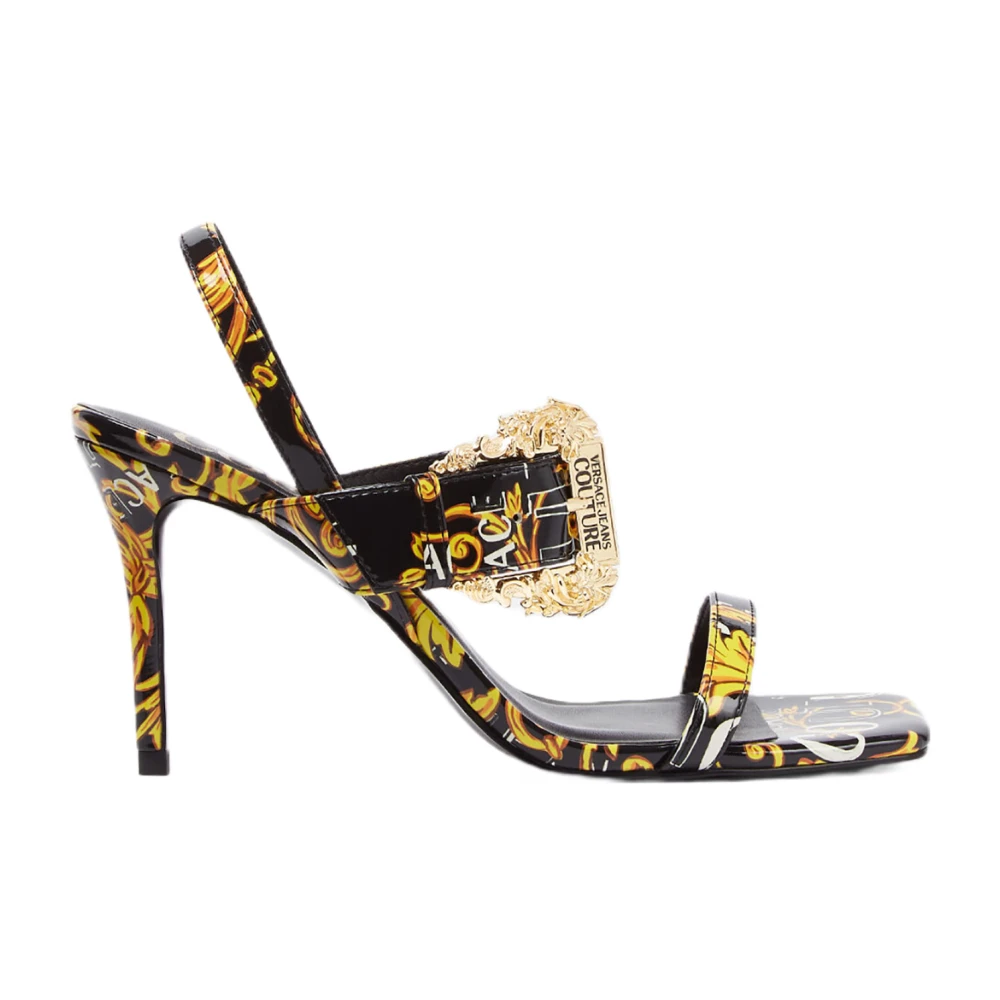 Versace Jeans Couture Verhoog je stijl met hoge hak sandalen Black Dames